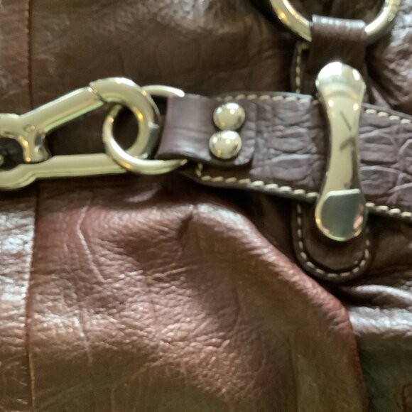 NWOT Brown Shoulder Bag Genuine Leather,Leopard Print Interior, Zipper, Makowski - Picture 5 of 13